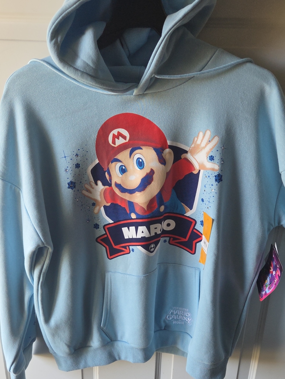Nintendo Light Blue Mario Pullover Hoodie NWT